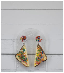 Fairy bread earrings with 100s and 1000s topper