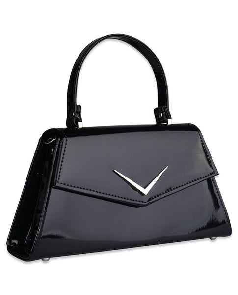 Gloss black Chevron Handbag
