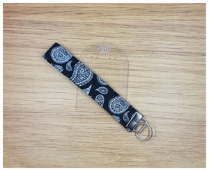 Black paisley Wristlet keyfob