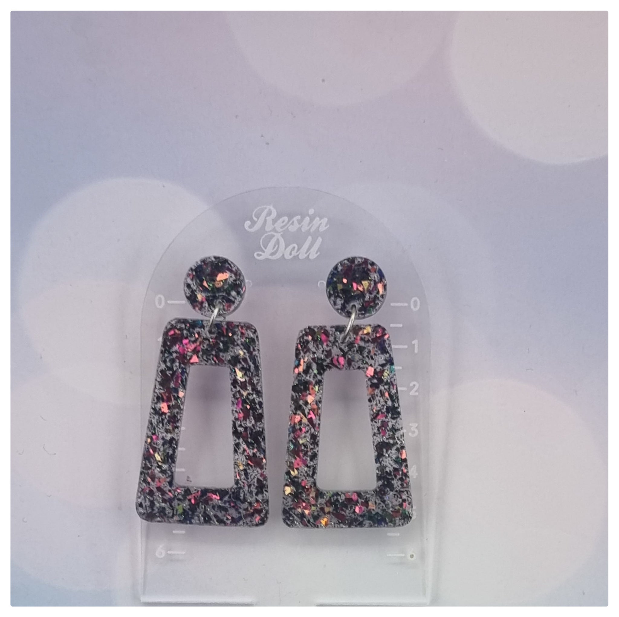 Autum square angle Statement Sparkle earrings