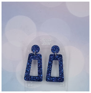 Blue square angle Statement Sparkle earrings