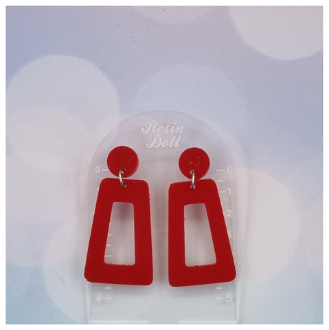 Red square angle Statement Sparkle earrings