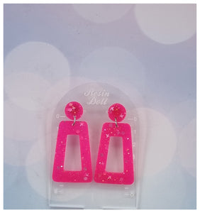 Perfect pink square angle Statement Sparkle earrings
