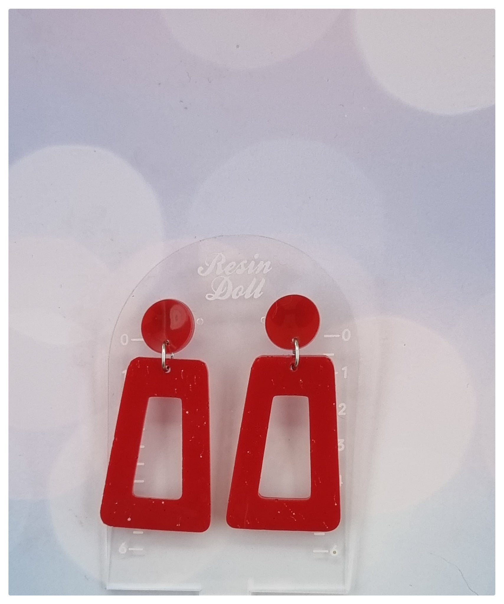 Smooth red square angle Statement Sparkle earrings