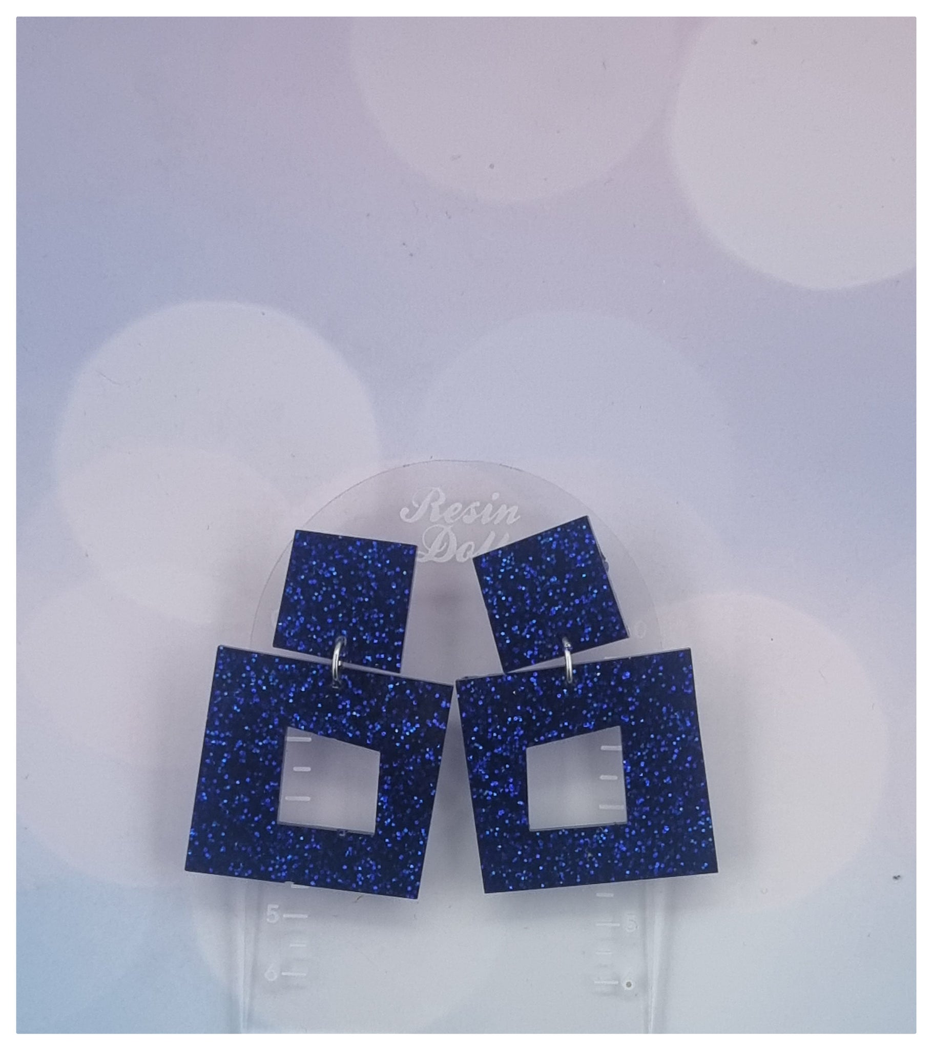 Navy Square Statement Sparkle earrings