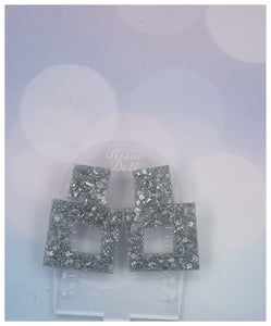 Silver Square Statement Sparkle earrings