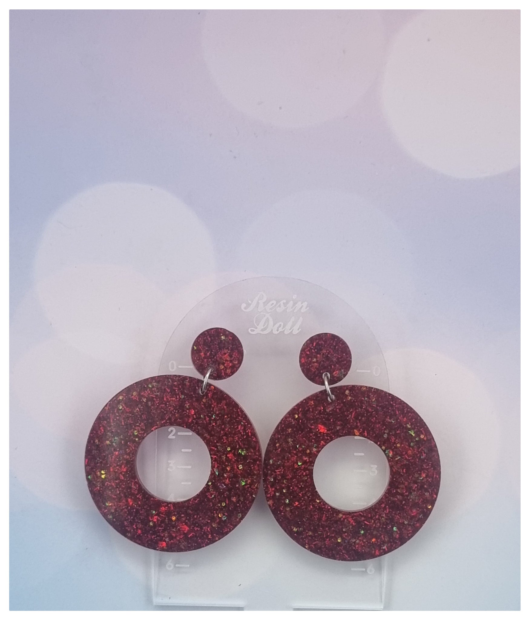 Red Jumbo Round Statement Sparkle earrings
