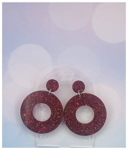 Red Jumbo Round Statement Sparkle earrings