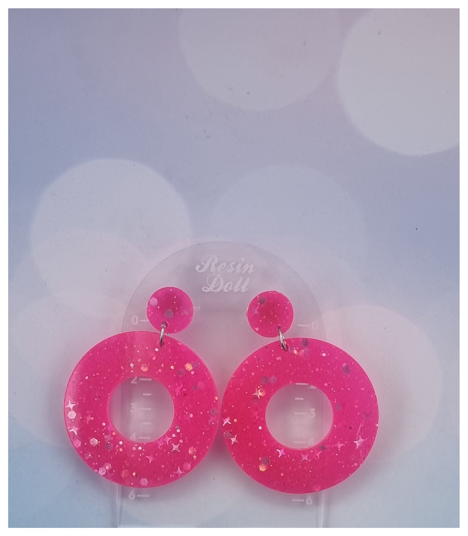 Perfect pink Jumbo Round Statement Sparkle earrings