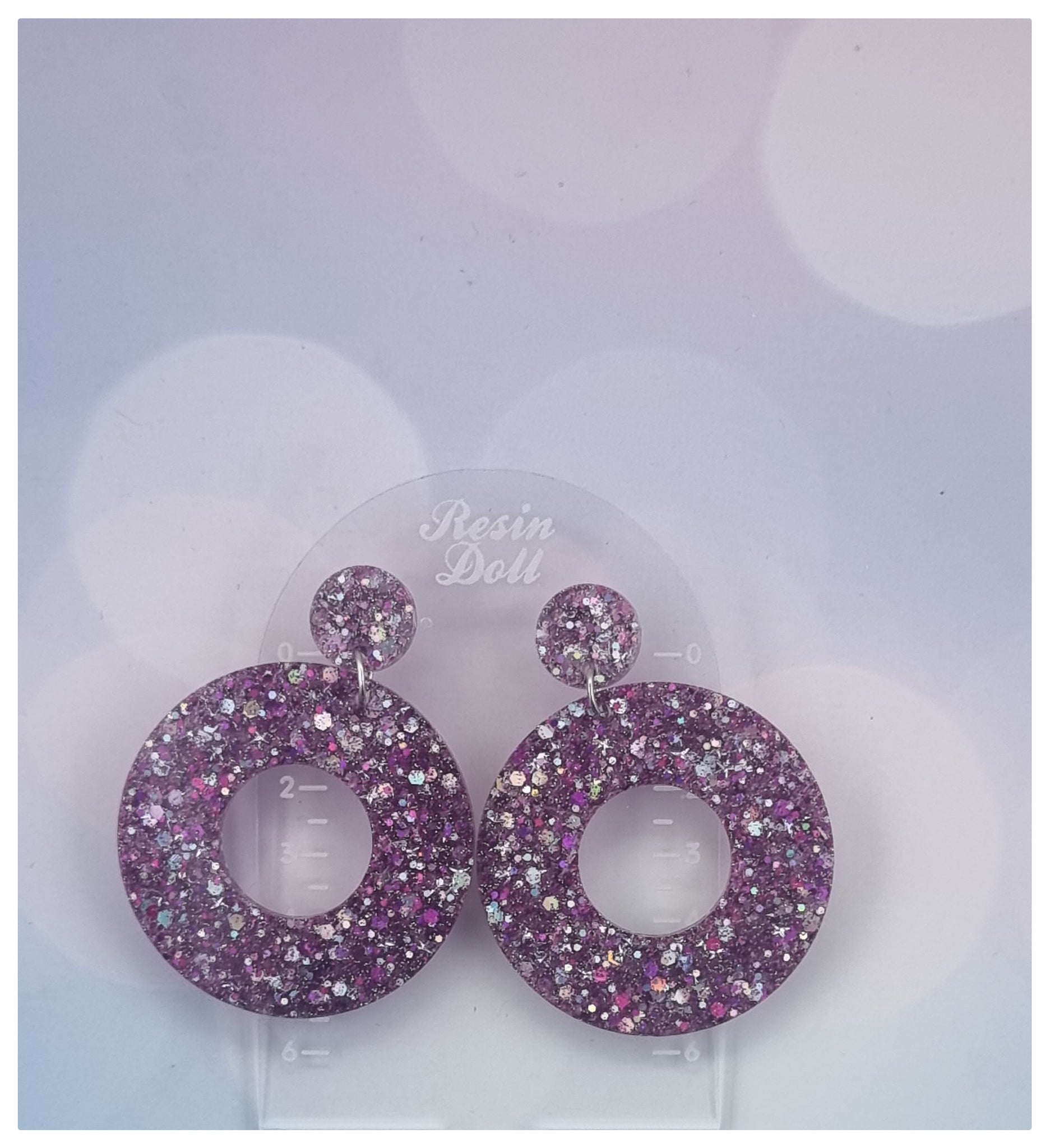 Purple party Jumbo Round Statement Sparkle earrings