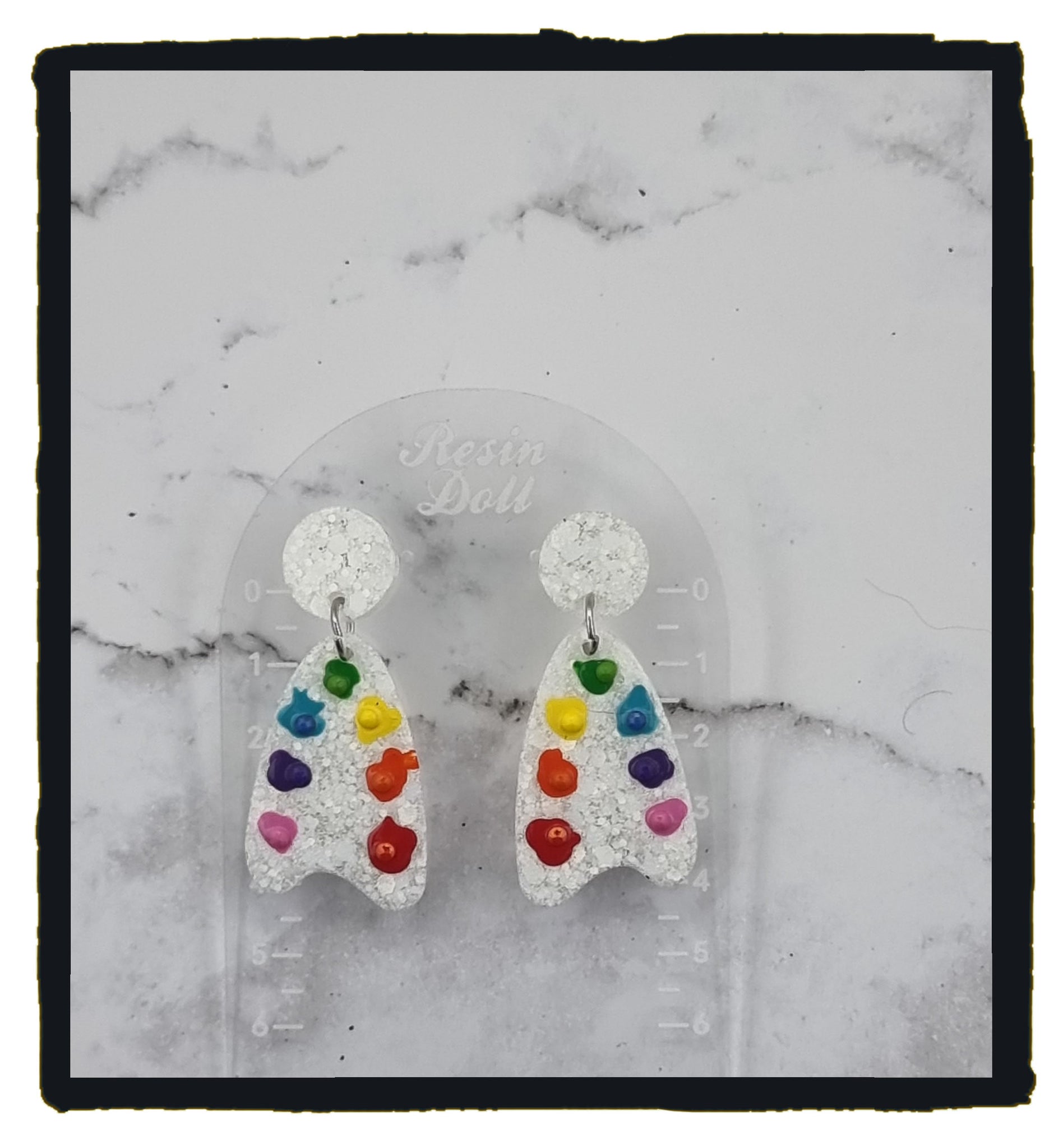 Paint pallet with stones drop earrings