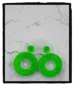 Leprechaun green Jumbo Round Statement Sparkle earrings