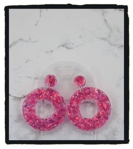 Perfect pink Jumbo Round Statement Sparkle earrings