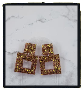 Rose n gold Square Statement Sparkle earrings