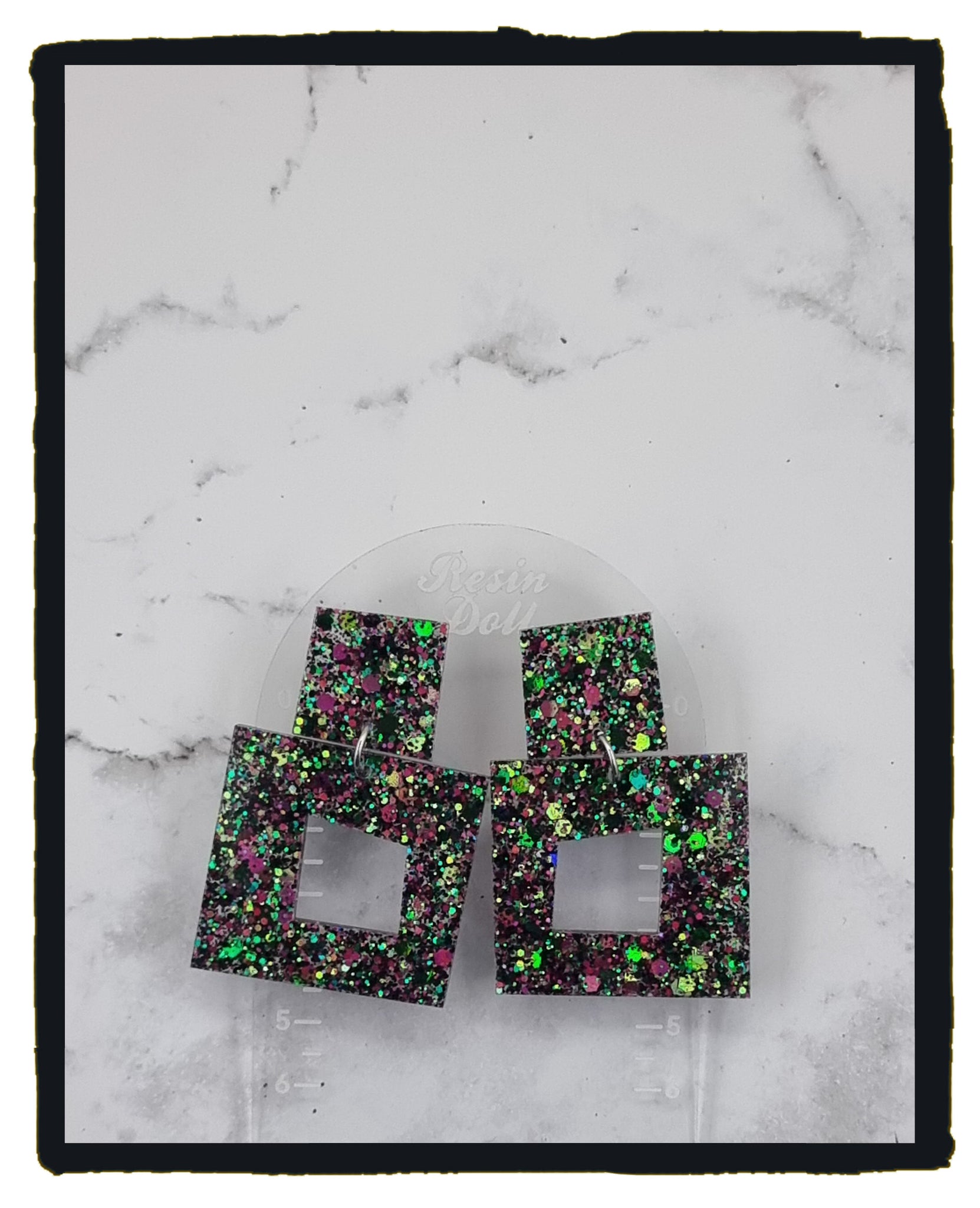 90s disco Square Statement Sparkle earrings