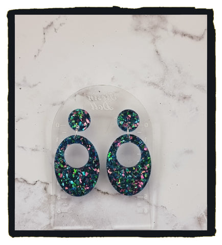 Winter wonderland Oval Statement Sparkle earrings