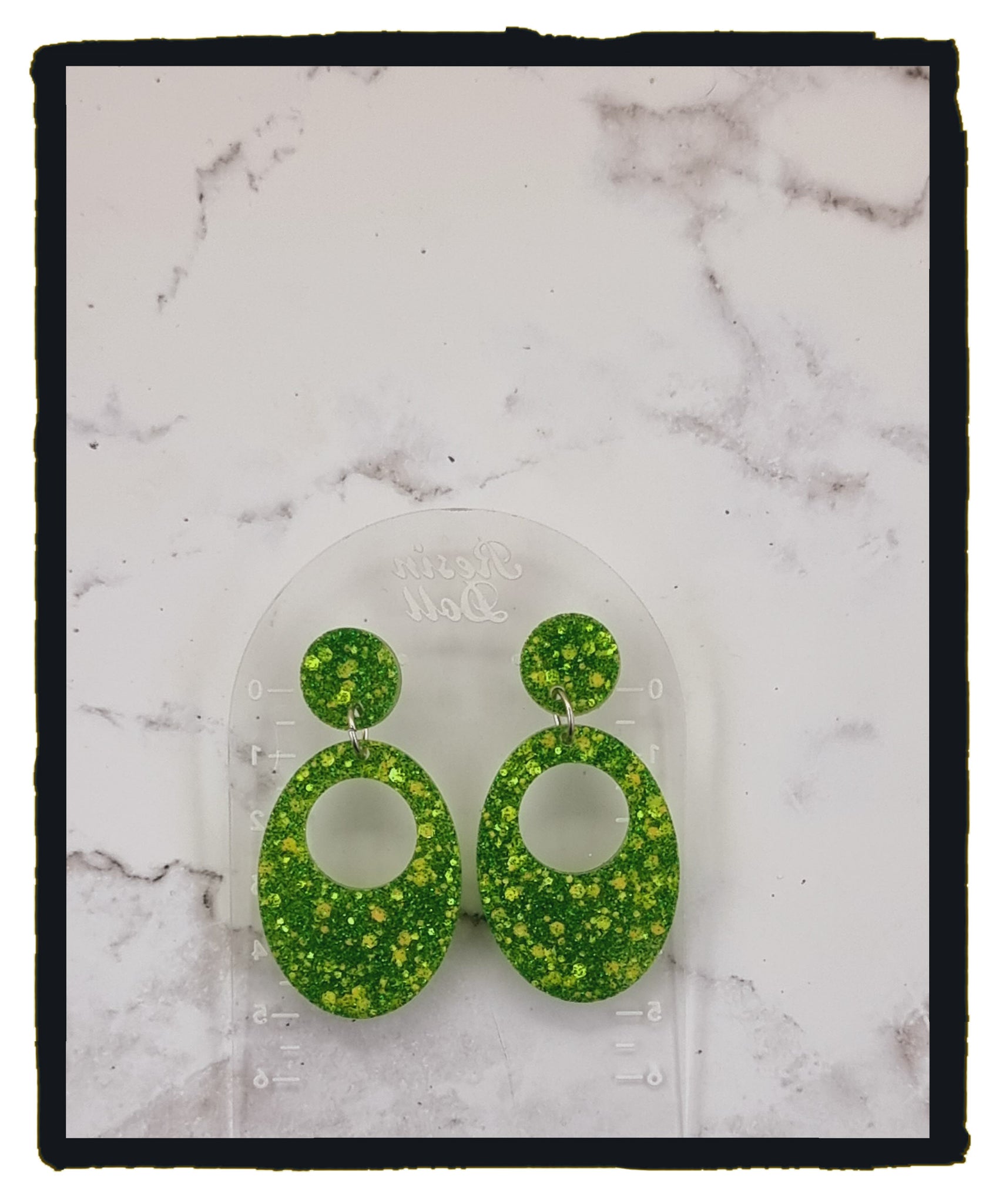 Leprechaun green Oval Statement Sparkle earrings