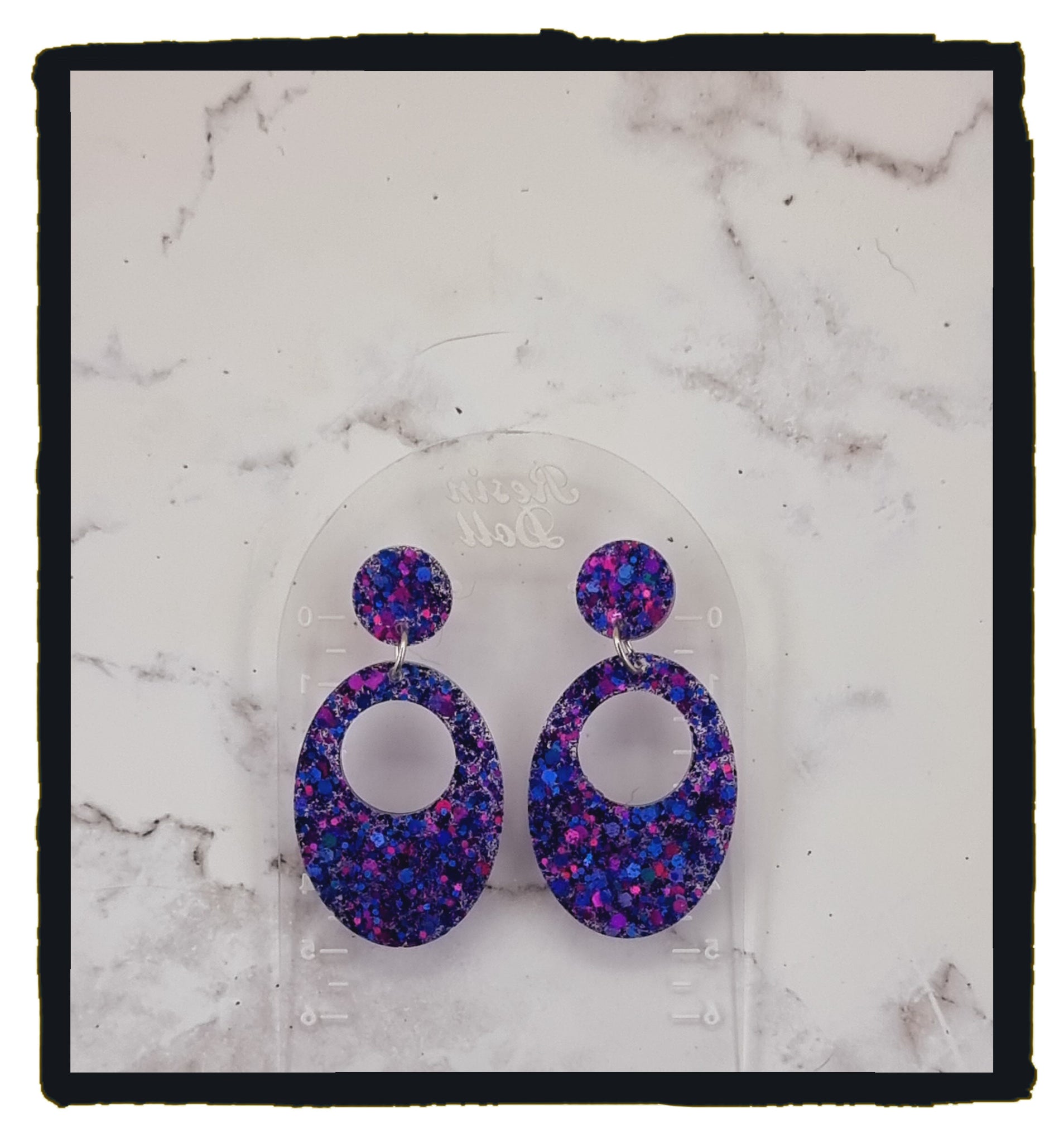 Purple people Oval Statement Sparkle earrings