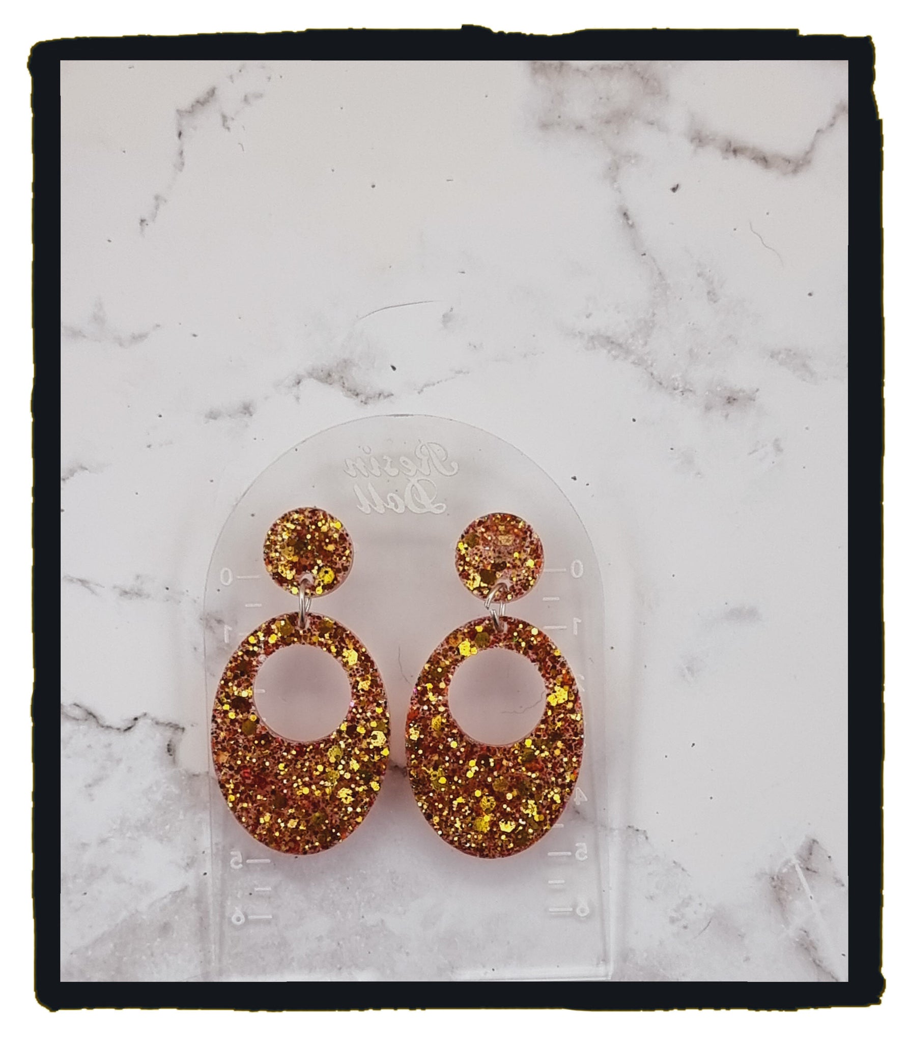Rose n gold Oval Statement Sparkle earrings