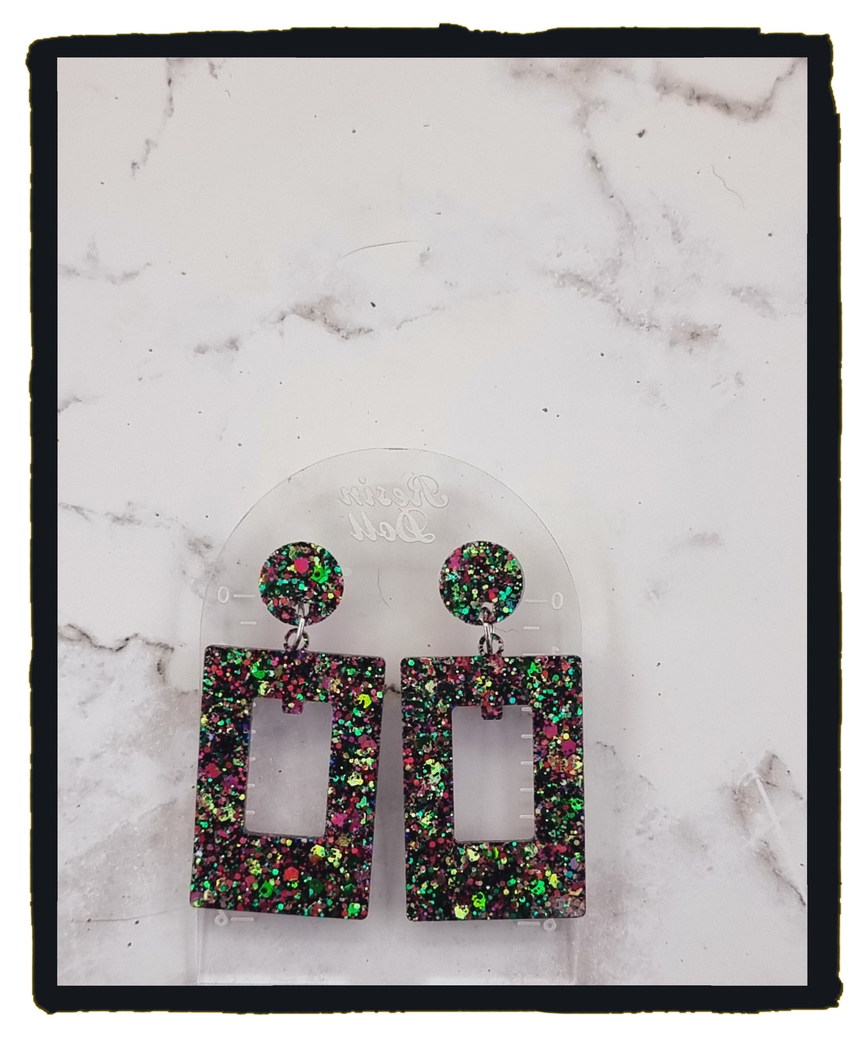 90s disco Rectangle Statement Sparkle earrings
