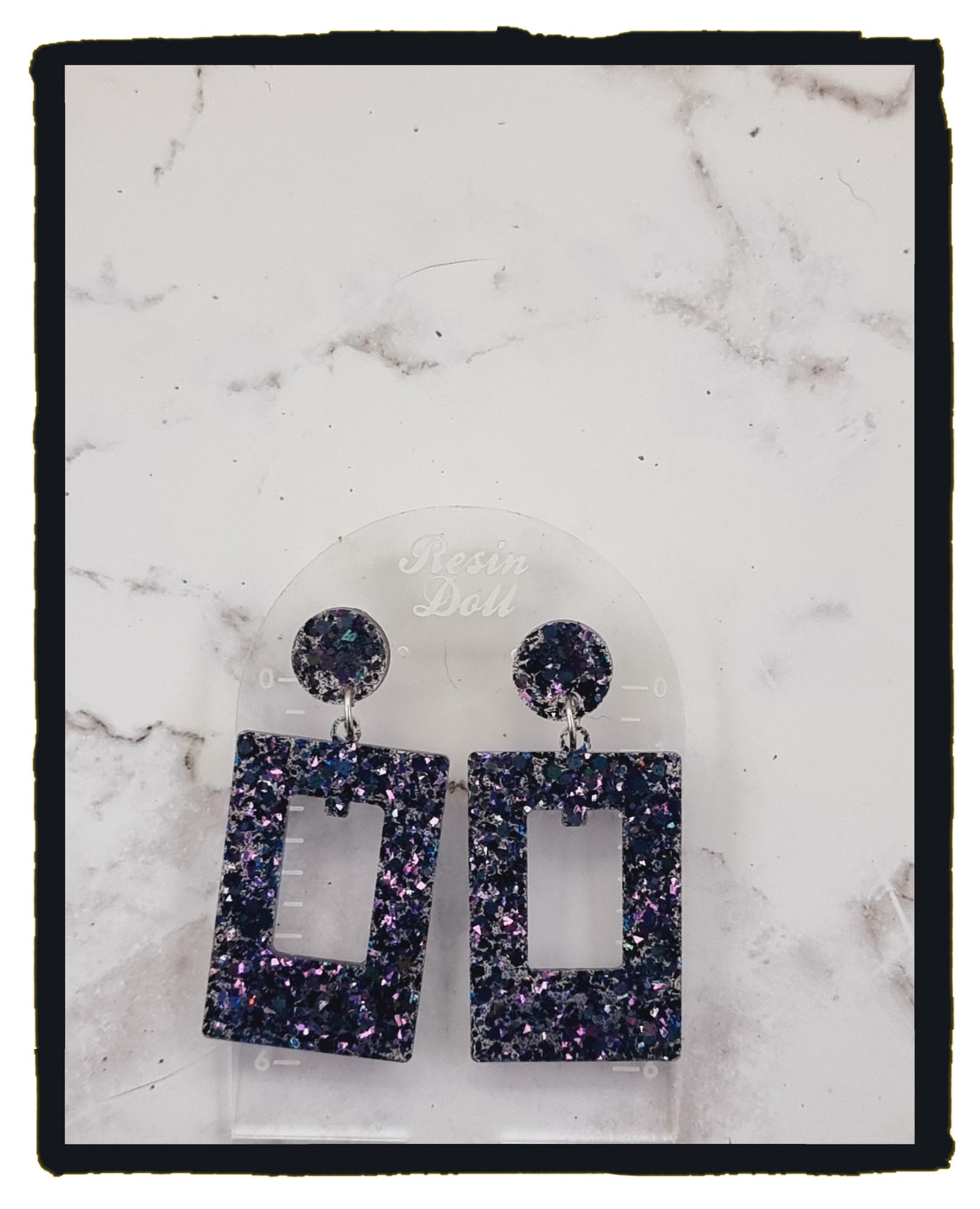 Storm Rectangle Statement Sparkle earrings