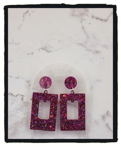 Party Rectangle Statement Sparkle earrings