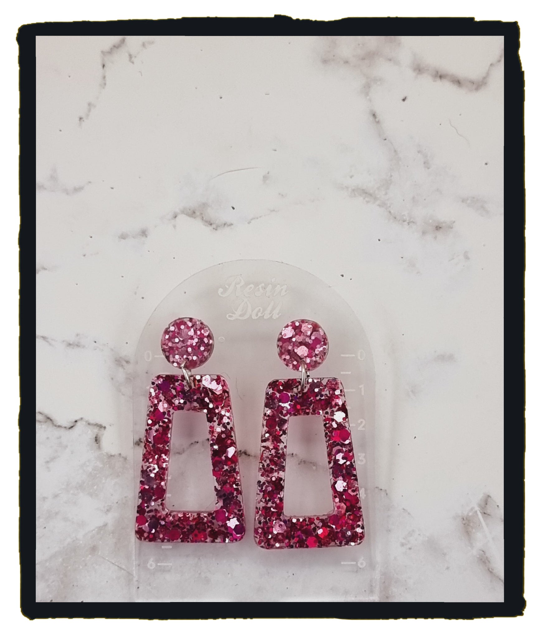 Rose square angle Statement Sparkle earrings