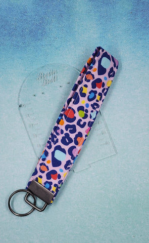 Rainbow leopard Wristlet keyfob