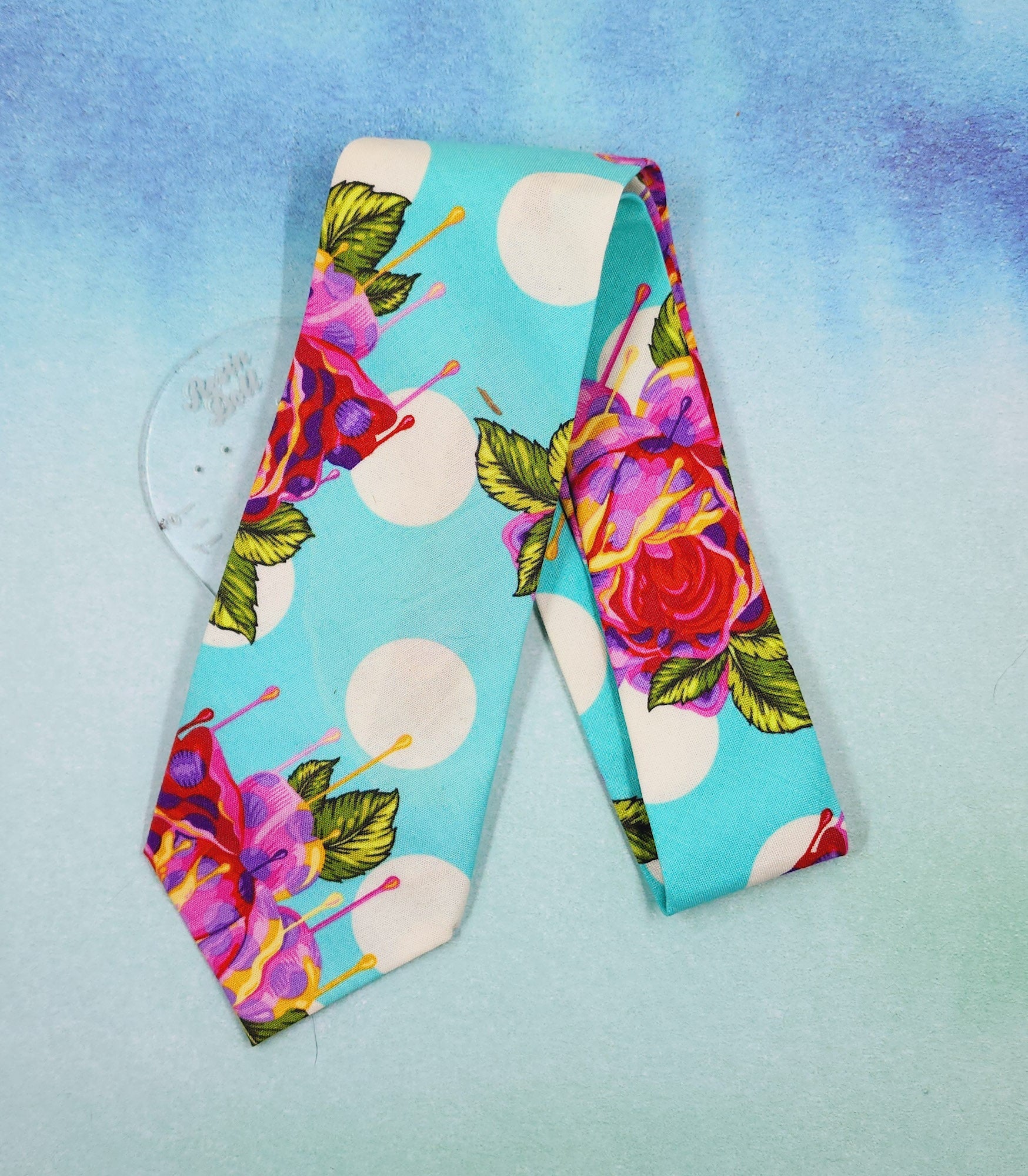 Painted roses neck tie