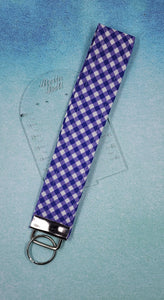 Purple gingham Wristlet keyfob