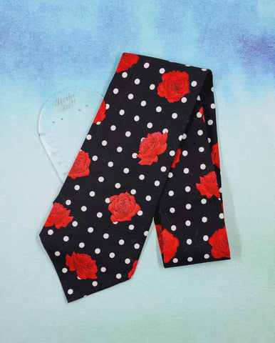 Polkadots and roses neck tie