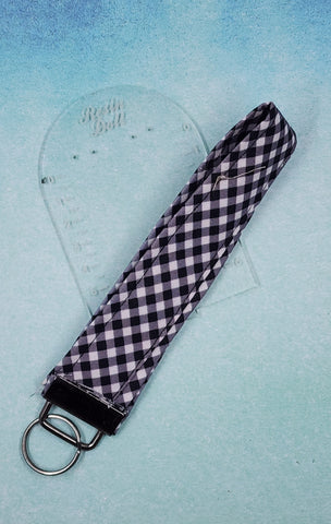 Black gingham Wristlet keyfob