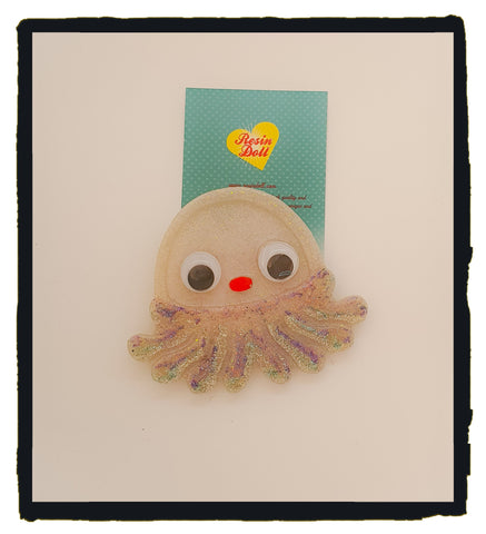 White jelly fish Brooch