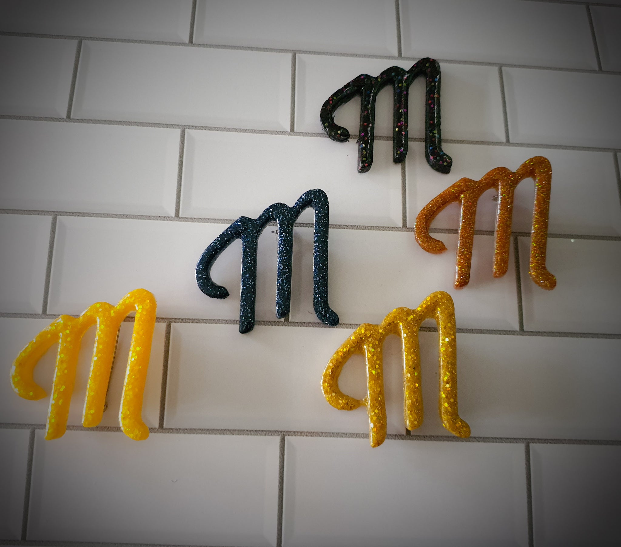 "M" Brooch (various colours available)